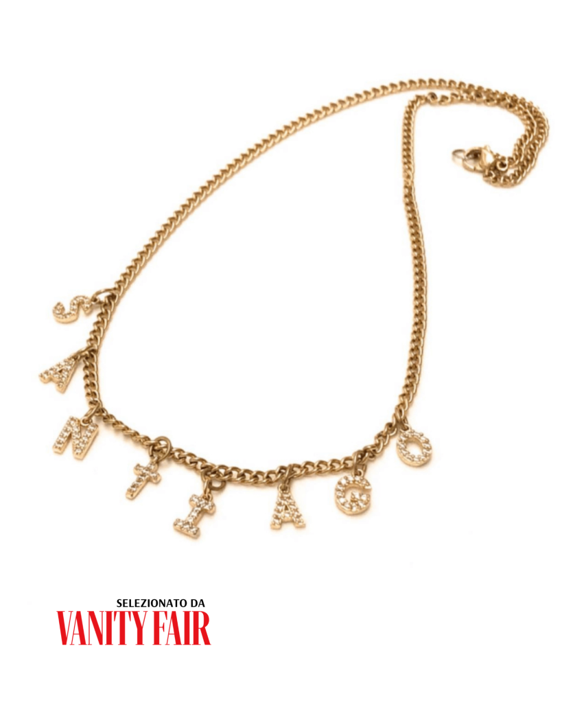 collana con strass e logo vanity fair - collana santiago