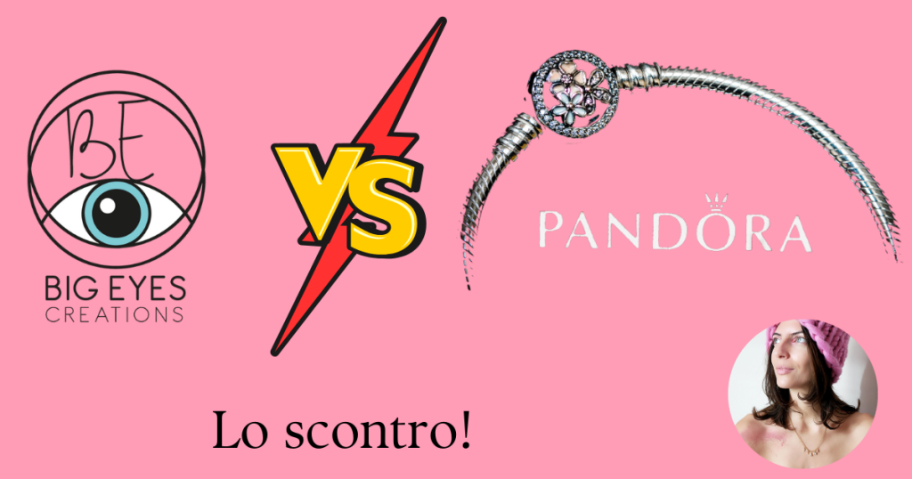 Logo Big Eyes Creations vs Logo Pandora con titolo e foto Daniela Greco