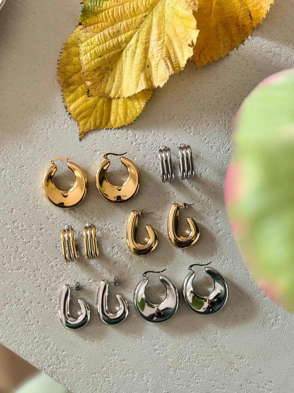 Orecchini Chunky hoop Big eyes creations dorati e argentati